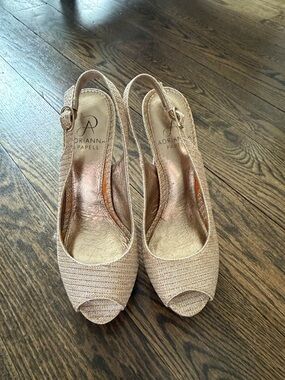 Adrianna Papell Rose Gold Peep-Toe Slingback Heels